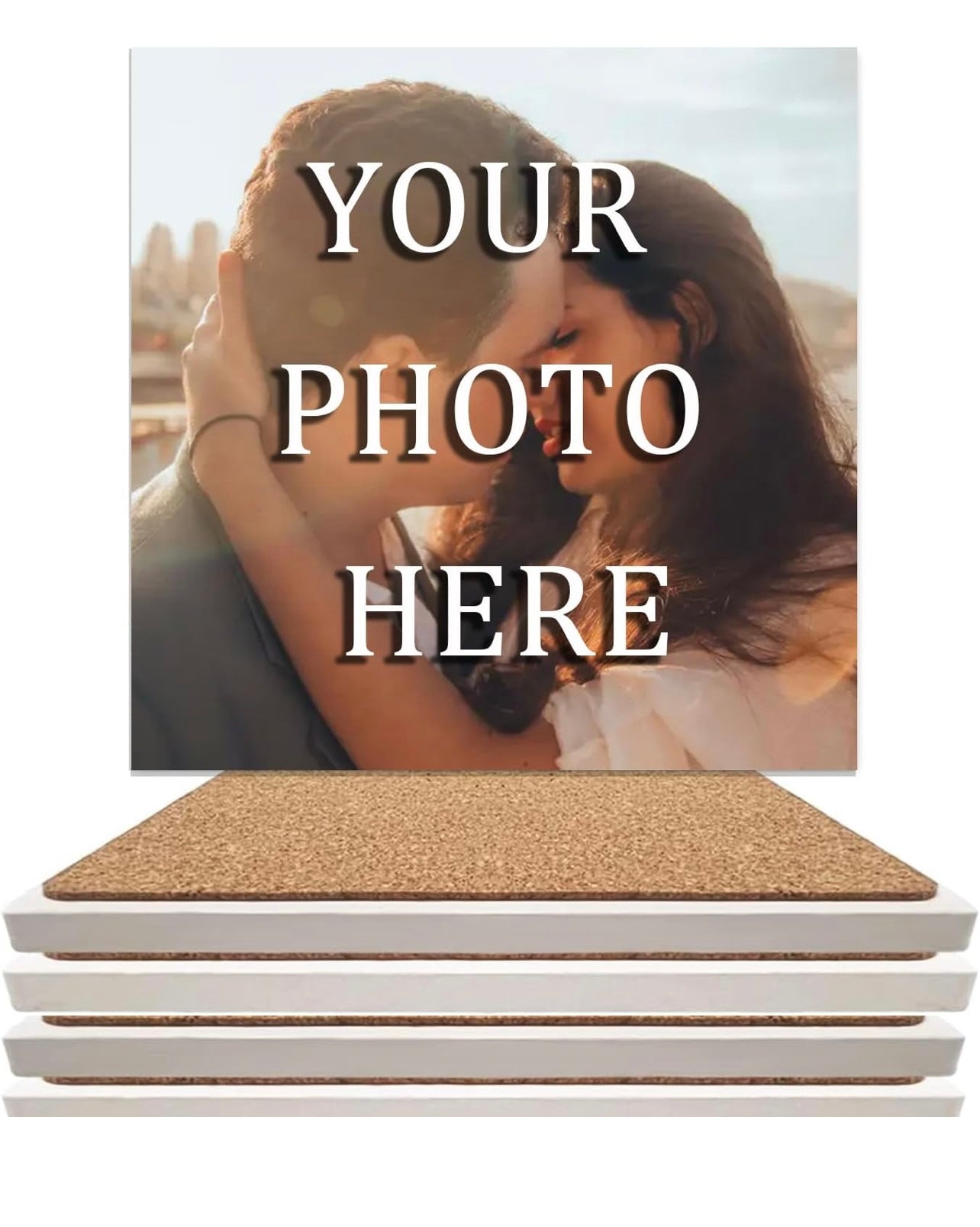 Custom Coasters with Photo,Personalized Ceramic Coaster for Crafts,Customized Drink Cup Coaster Set with Cork Backing Pads Non-Slip Coasters for Weddings,Bars,Homes,Offices,Restaurant