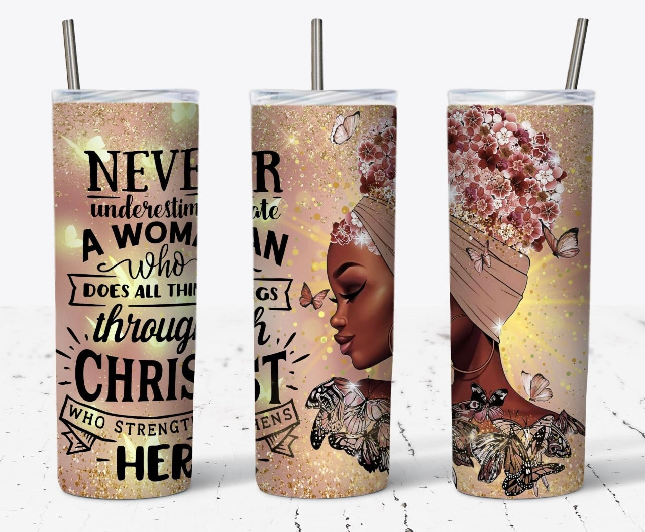 A Woman that love God tumbler keep your beverage, hot or cold ￼